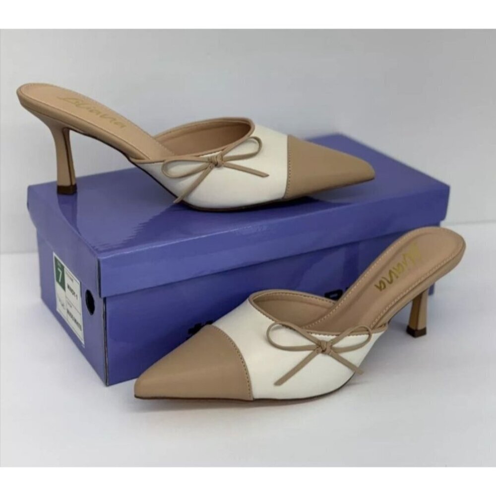 LILIANA / Mindi-1 / Pointed/ Heeled / Mules With Bow Accent - Picture 7 of 8